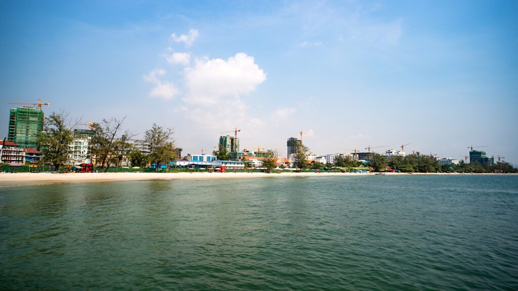 Sihanoukville's long sandy beaches and crystal blue waters at Independence Beach.